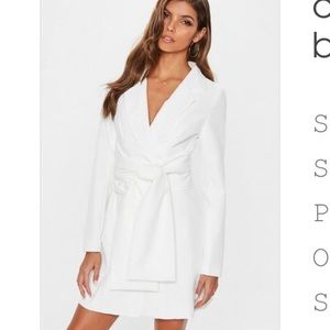 Missguided Cream Wrap Blazer Dress